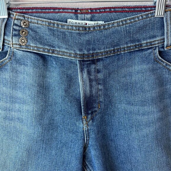Tommy Hilfiger Hipster Bootcut Y2K Jeans Size 16 Medium Blue Snap Side Closure - Picture 6 of 13